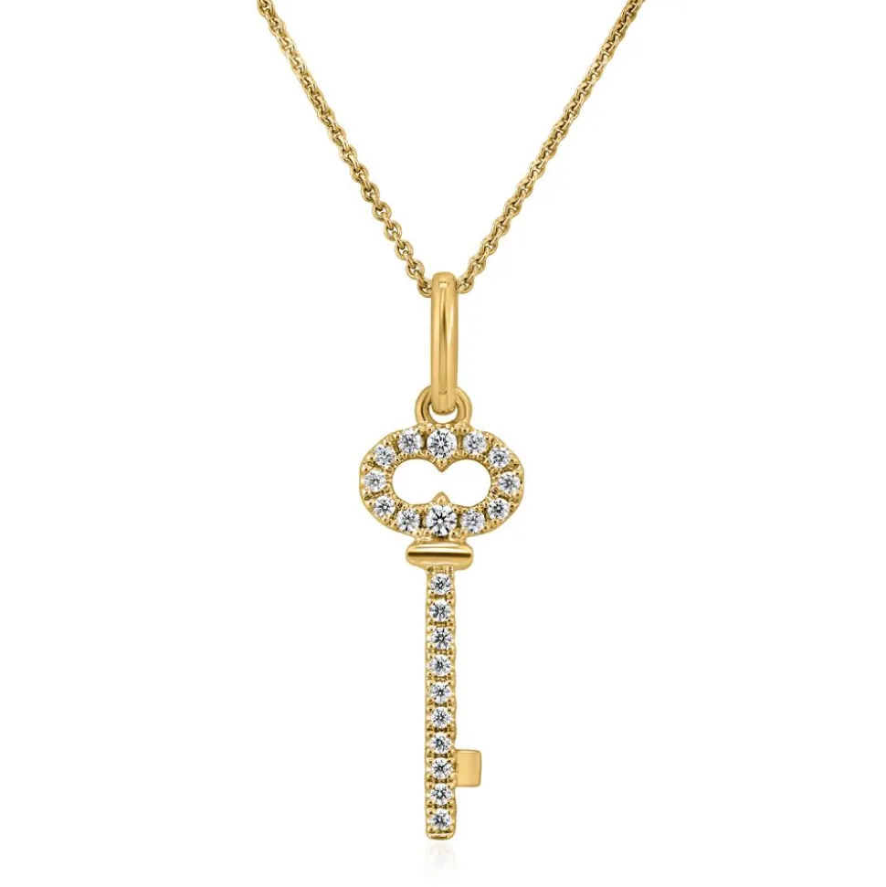 Anhänger Schlüssel für Damen aus Gelbgold mit Diamanten BDP0042-GSL