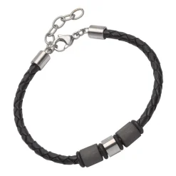 Armband aus schwarzem Leder mit Zierelementen LB0478