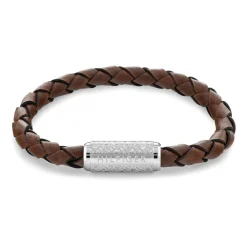 Armband für Herren aus hellbraunem Leder und Edelstahl 2790482