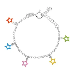 Armband für Kinder 925 Silber mit bunten Sternen KB0002