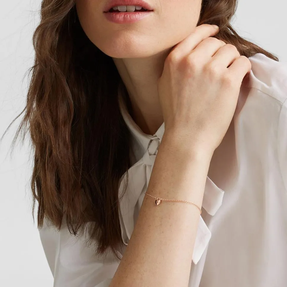 Armband Herzschloss für Damen aus 925er Silber, rosé ESBR01021217