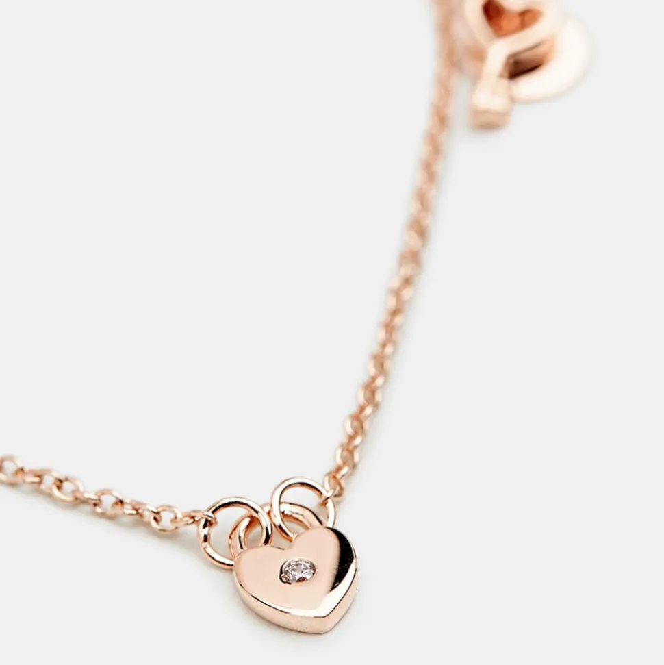 Armband Herzschloss für Damen aus 925er Silber, rosé ESBR01021217