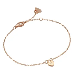 Armband Herzschloss für Damen aus 925er Silber, rosé ESBR01021217