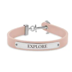 Armband Signum aus Edelstahl und Leder nude gravierbar PH-FSC-S-N-BL