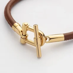 Armband T-Shackle aus Leder, braun PH004158