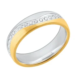 Bicolorer Damenring 925er Silber gravierbar R8581czSL