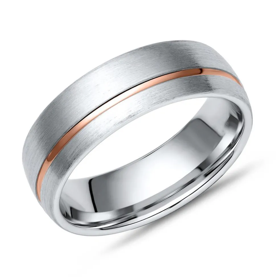 Bicolorer Herrenring Silber rosé gravierbar R8580SL
