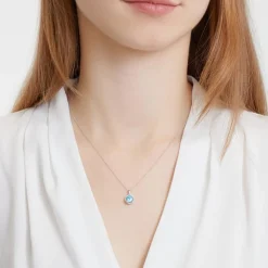 Blautopas Anhänger 14 K Weißgold 18 Brillanten DP0134SL