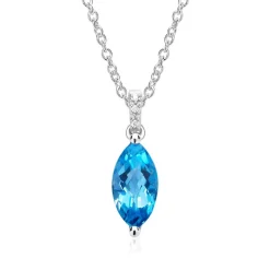 Blautopas Anhänger 585er Weißgold 3 Diamanten DP0138SL