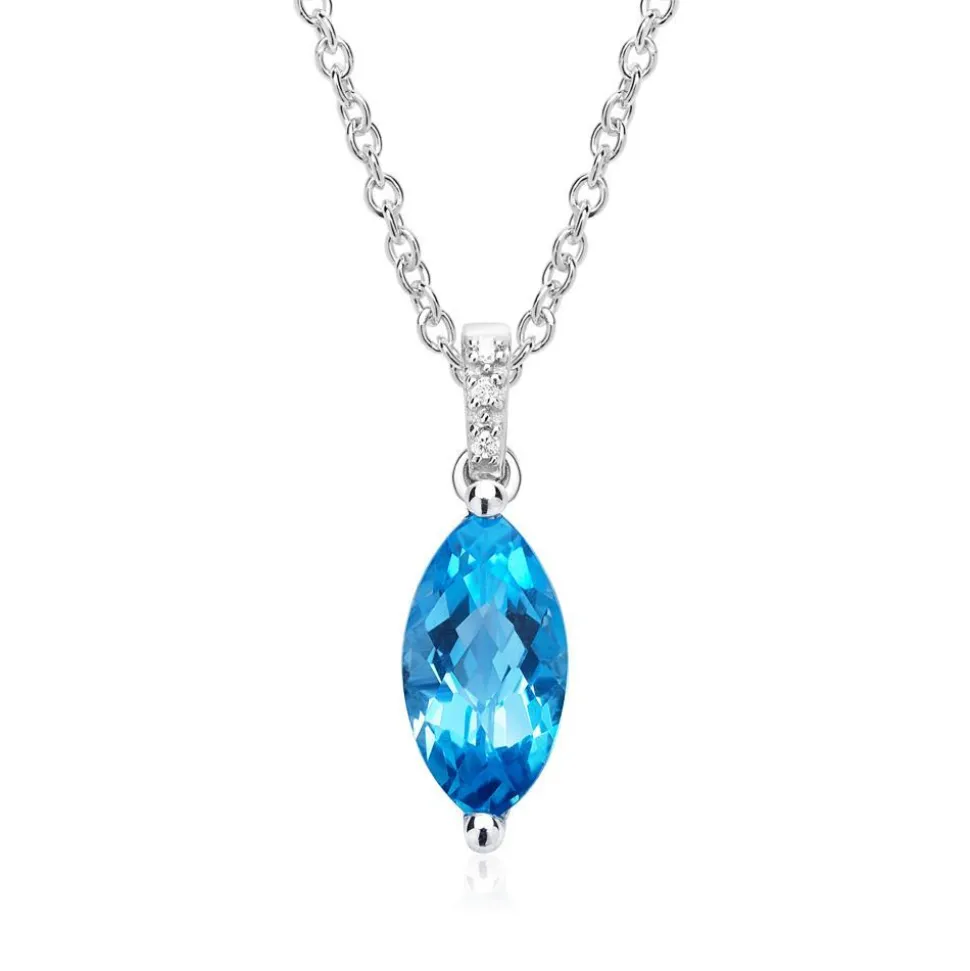 Blautopas Anhänger 585er Weißgold 3 Diamanten DP0138SL