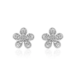 Blüten Ohrstecker aus Weißgold oder Platin, Brillanten BDE0065-WSL