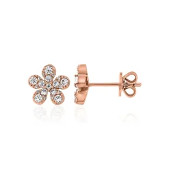 Blumen Ohrschmuck aus Roségold mit Diamanten BDE0065-RSL