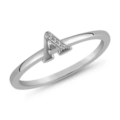 Buchstabenring aus Weißgold oder Platin, Diamanten BDR0125-WSL