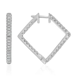 Creolen aus Weißgold oder Platin mit Brillanten, Lab BDE0058LG-WSL