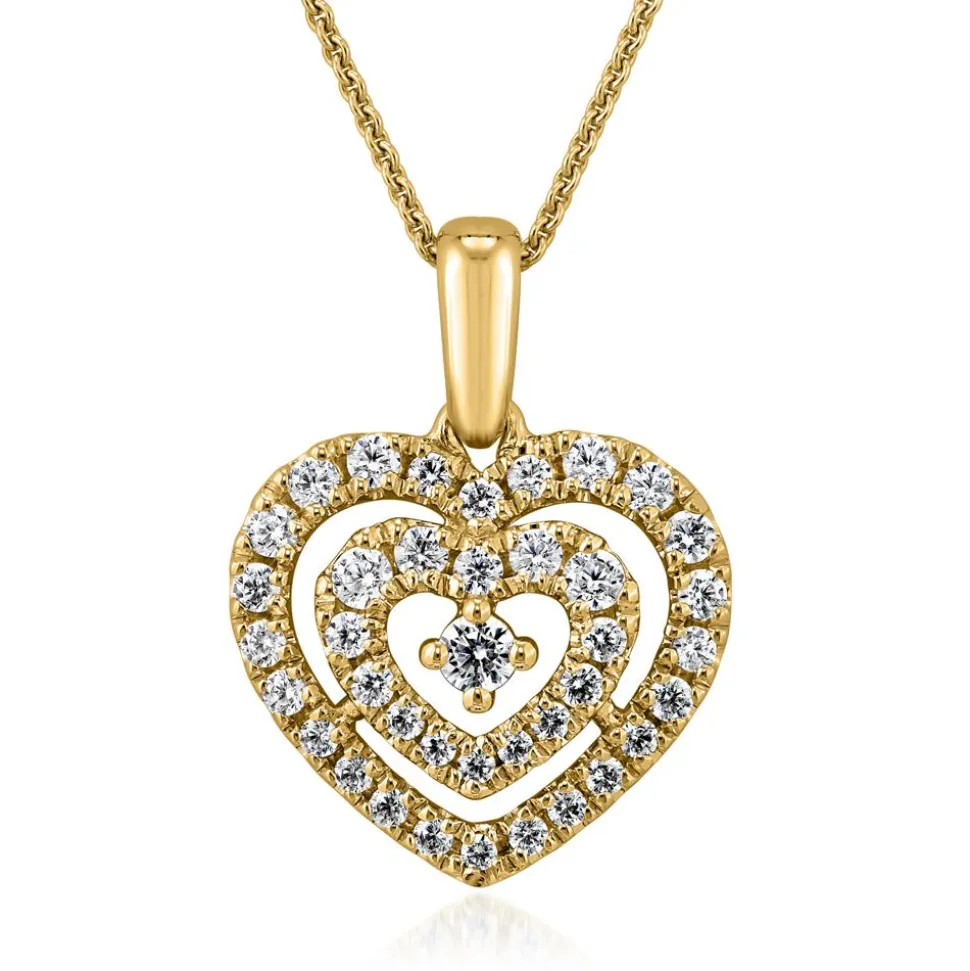 Damen Anhänger Herz mit Diamanten aus Gelbgold BDP0041-GSL