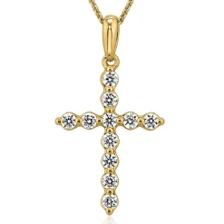 Damen Anhänger Kreuz aus Gelbgold mit Brillanten BDP0037-GSL