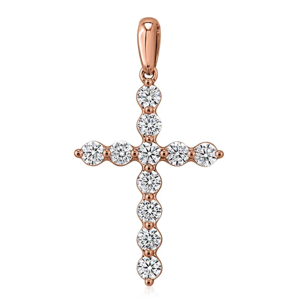 Damen Anhänger Kreuz mit Diamanten aus Roségold BDP0038-RSL