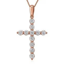 Damen Anhänger Kreuz mit Diamanten aus Roségold BDP0038-RSL