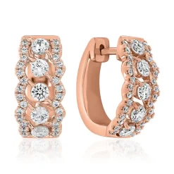 Damen Creolen aus Roségold mit Diamanten, Lab Grown BDE0084LG-RSL