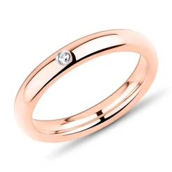 Damen Edelstahlring rosévergoldet Steinbesatz R9207czSL