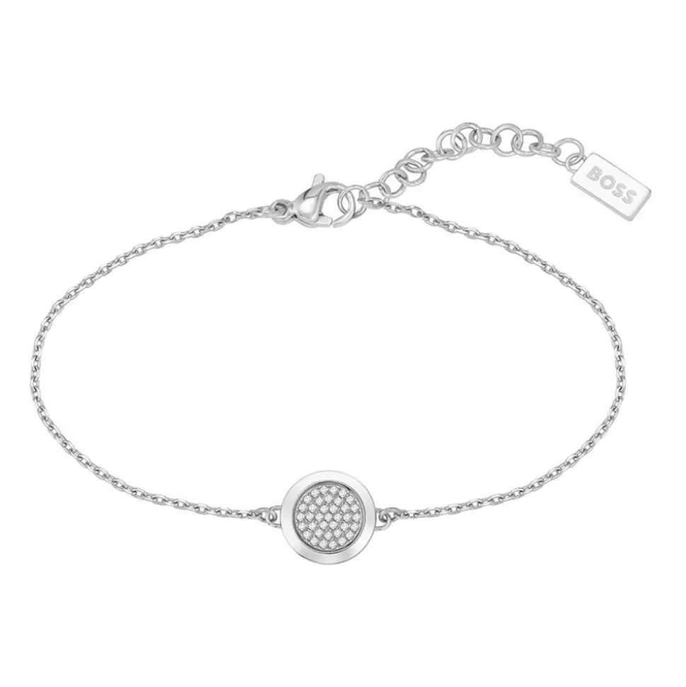Damen Gravurarmband aus Edelstahl mit Glaskristallen 1580299