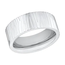 Damen Gravurring aus Edelstahl mit gestreiftem Muster 2032524