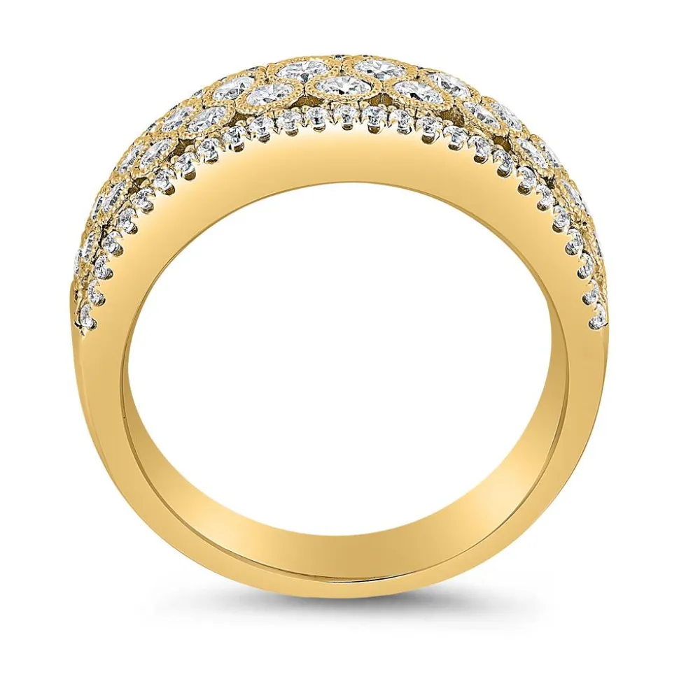 Damen Gravurring aus Gelbgold mit lab grown Brillanten BDR0076LG-GSL