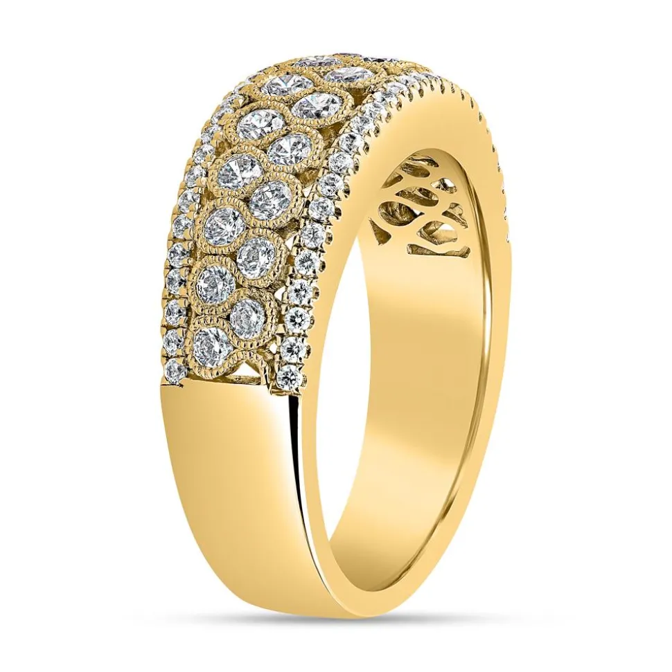 Damen Gravurring aus Gelbgold mit lab grown Brillanten BDR0076LG-GSL