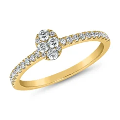Damen Gravurring mit Diamanten aus Gelbgold BDR0083-GSL