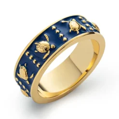 Damen Gravurring Turtle Enamel aus Edelstahl, IP-Gold PH-JE-1880
