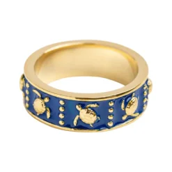 Damen Gravurring Turtle Enamel aus Edelstahl, IP-Gold PH-JE-1880