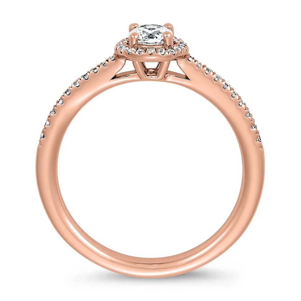 Damen Halo-Ring mit Diamanten aus Roségold BDR0011-RSL