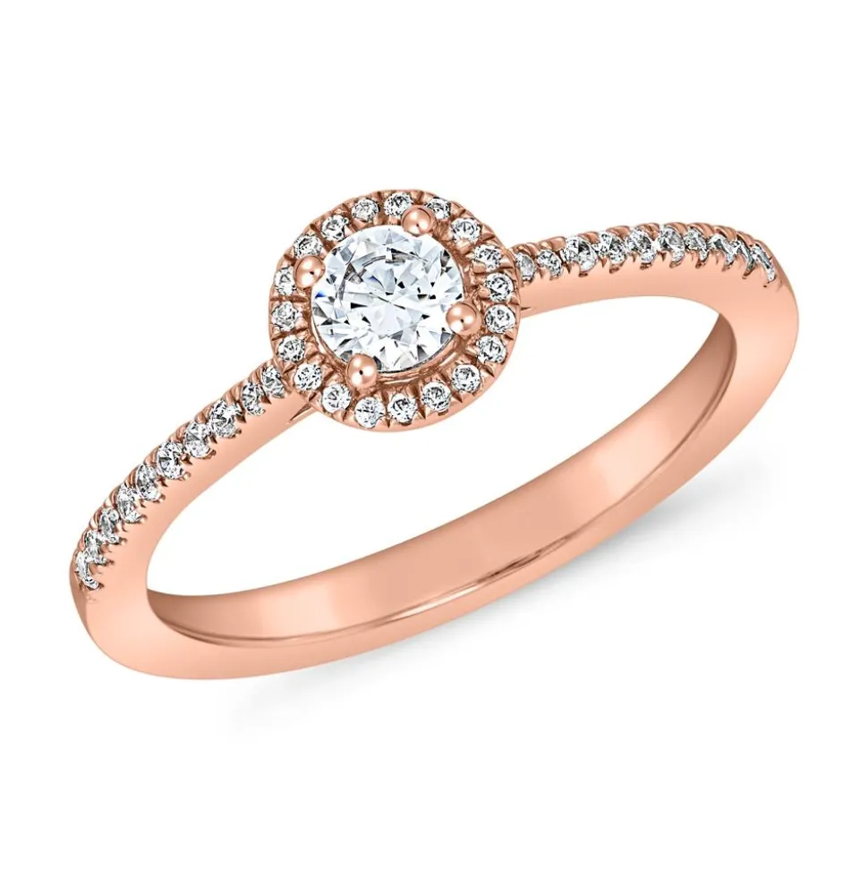 Damen Halo-Ring mit Diamanten aus Roségold BDR0011-RSL