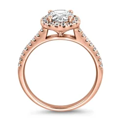 Damen Halo-Ring mit Diamanten aus Roségold, gravierbar BDR0023-RSL
