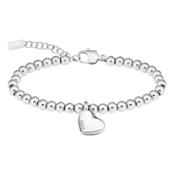 Damen Kugelarmband mit Herzanhänger aus Edelstahl 1580642