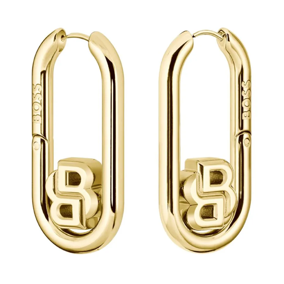 Damen Ohrringe Double B aus Edelstahl, vergoldet 1580629