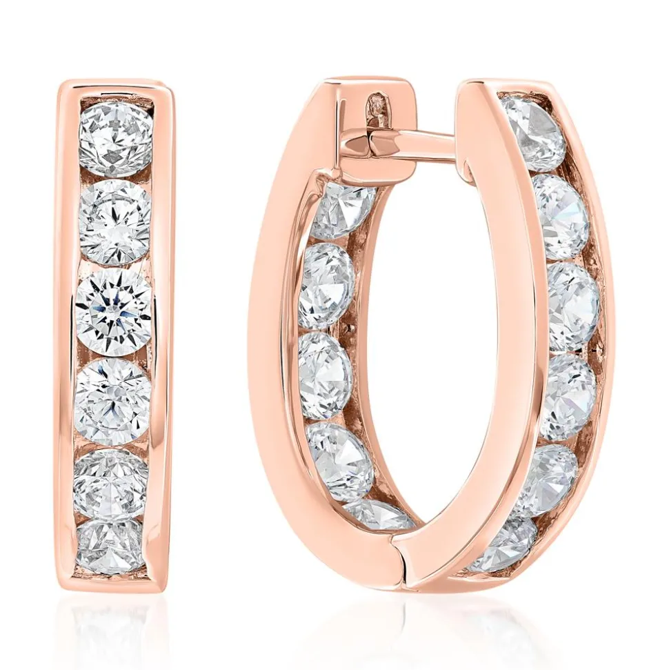 Damen Ohrschmuck aus Roségold mit Diamanten, Lab Grown BDE0041LG-RSL