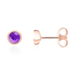 Damen Ohrstecker aus 585er Roségold mit Amethysten BDE0034Am-14KRSL