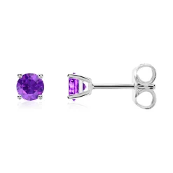 Damen Ohrstecker aus 585er Weißgold mit Amethysten BDE0022Am-14KWSL