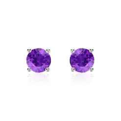 Damen Ohrstecker aus 585er Weißgold mit Amethysten BDE0022Am-14KWSL