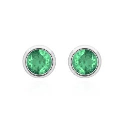 Damen Ohrstecker aus 585er Weißgold mit Smaragden BDE0034Sm-14KWSL
