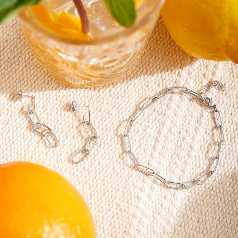 Damen Ohrstecker Gliederketten aus Sterlingsilber LSE0037