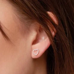 Damen Ohrstecker Herzen aus 14K Roségold mit Brillanten DE0199-R
