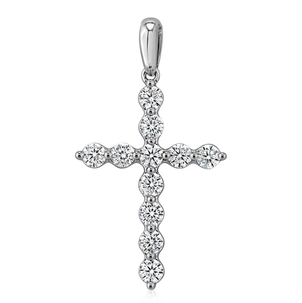 Damenanhänger Kreuz mit Diamanten aus Weißgold, Platin BDP0038-WSL