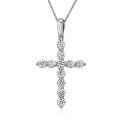 Damenanhänger Kreuz mit Diamanten aus Weißgold, Platin BDP0038-WSL