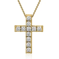 Damenanhänger Kreuz mit Diamanten aus Gelbgold BDP0039-GSL