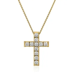 Damenanhänger Kreuz mit Diamanten aus Gelbgold BDP0039-GSL