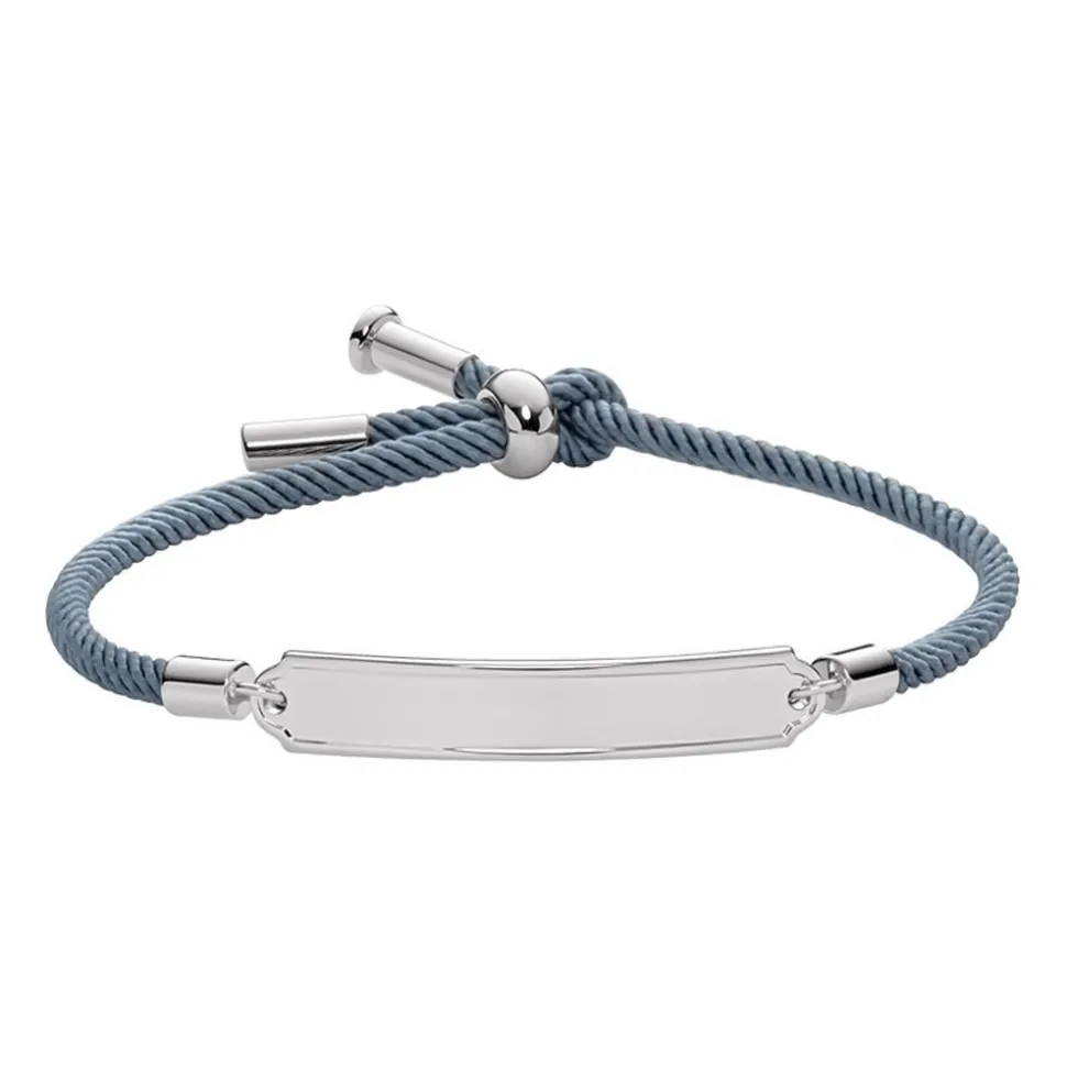 Damenarmband aus grauem Textil, Edelstahl, gravierbar PH-FB-0069