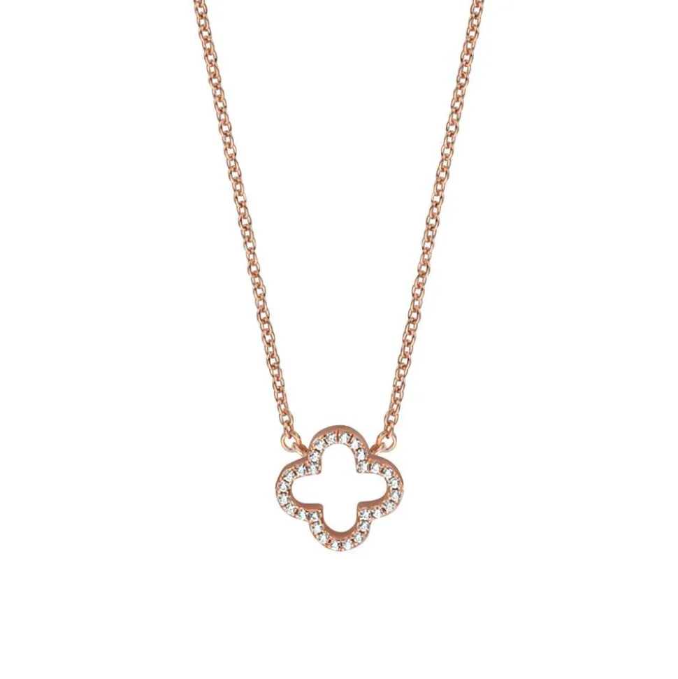 Damenkette aus rosévergoldetem 925er Silber, Zirkonia ESNL01341242