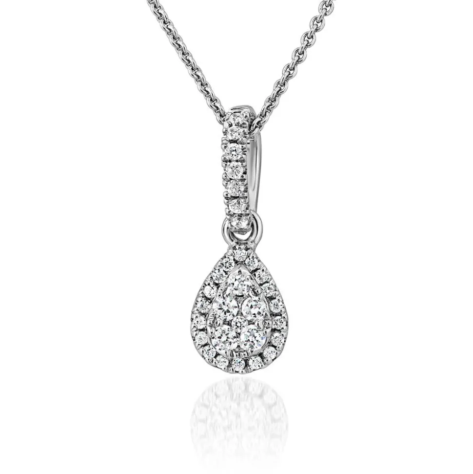 Damenkette aus Weißgold mit Tropfenanhänger, Diamanten BDP0046-WSLK